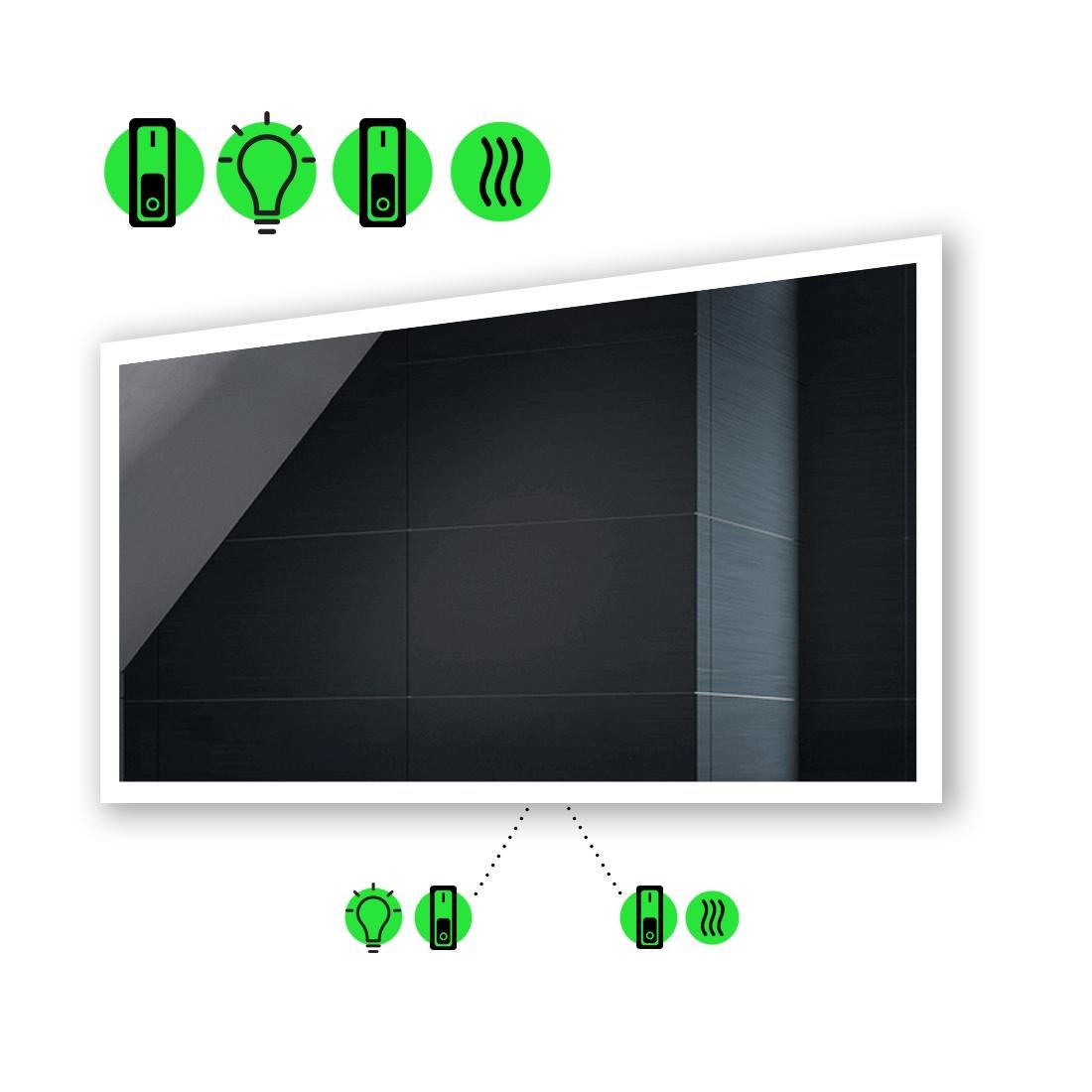 LED-дзеркало 120x80 см з підігрівом та двома механічними вмикачами Simphony (Simphonyg200)