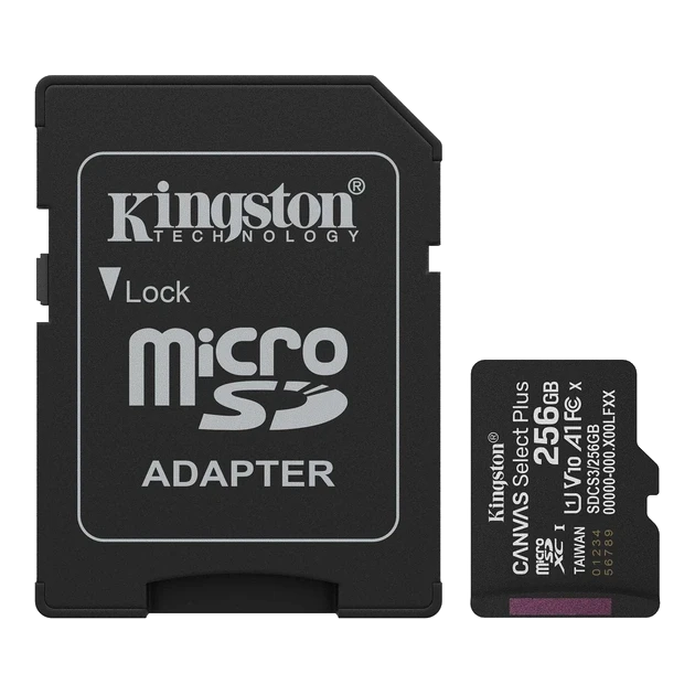 Карта пам'яті Kingston microSD 256GB C10 UHS-I A1 V10 R150MB/s та SD (2863455270)