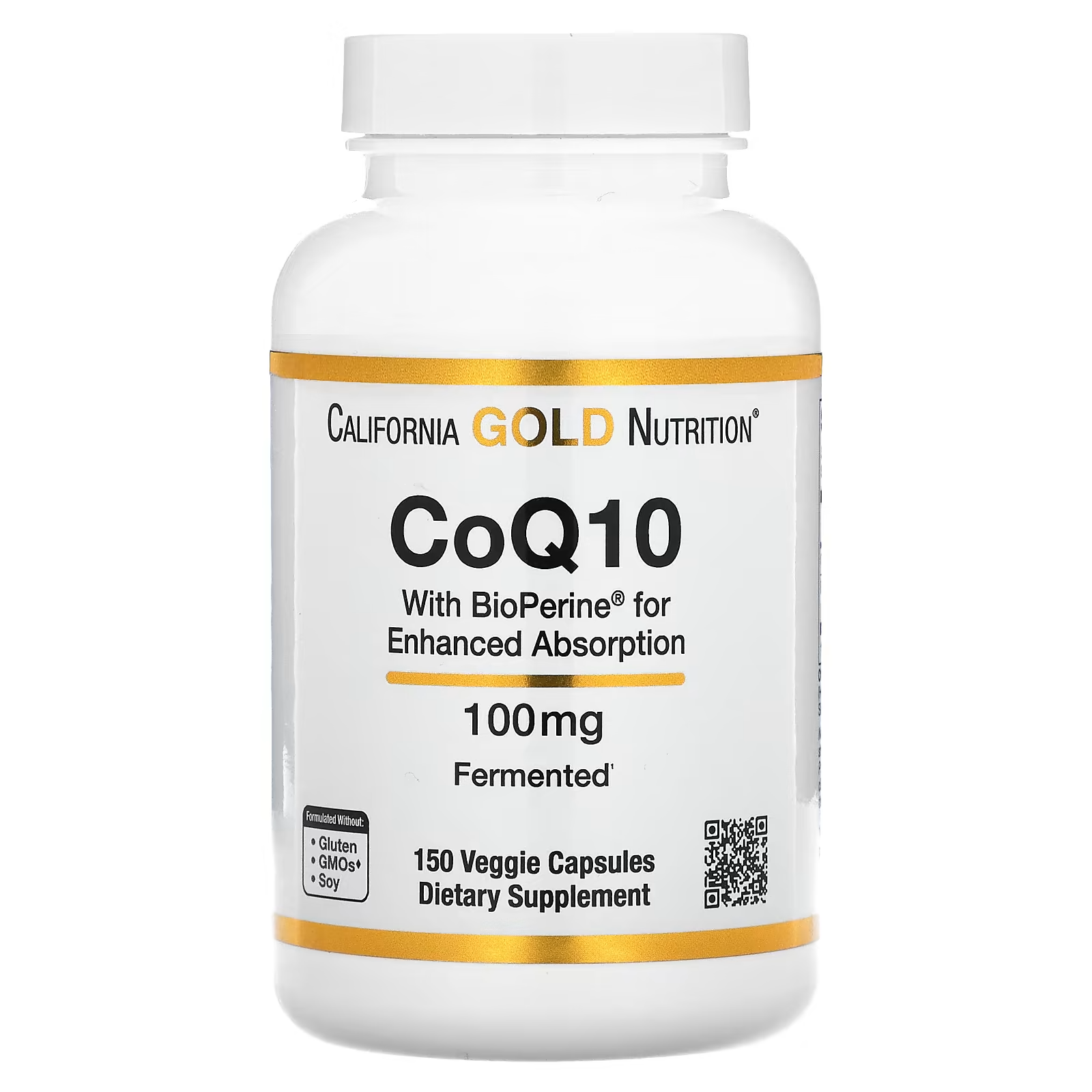 Натуральная добавка California Gold Nutrition коэнзим Q10 USP из Bioperine 100 мг 150 вег. капс. (23470521)