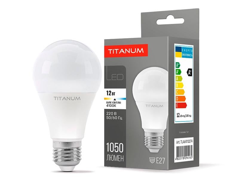 Светодиодная лампа TITANUM A60 12 Вт E27 4100K 220 В (7365)