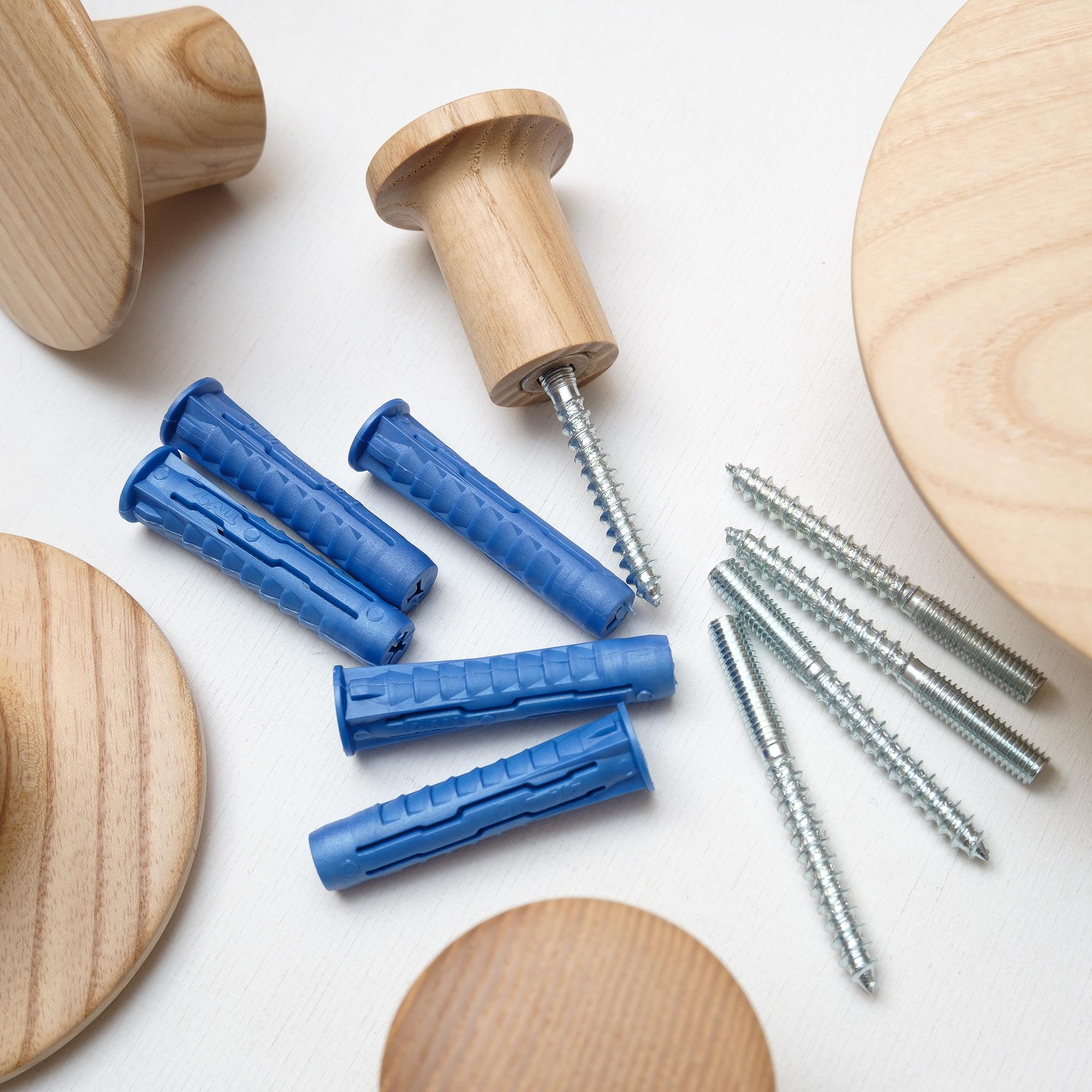 Набор деревянных мебельных крючков для одежды ø 35-150 мм 6 шт. Ясень (50026) - фото 4