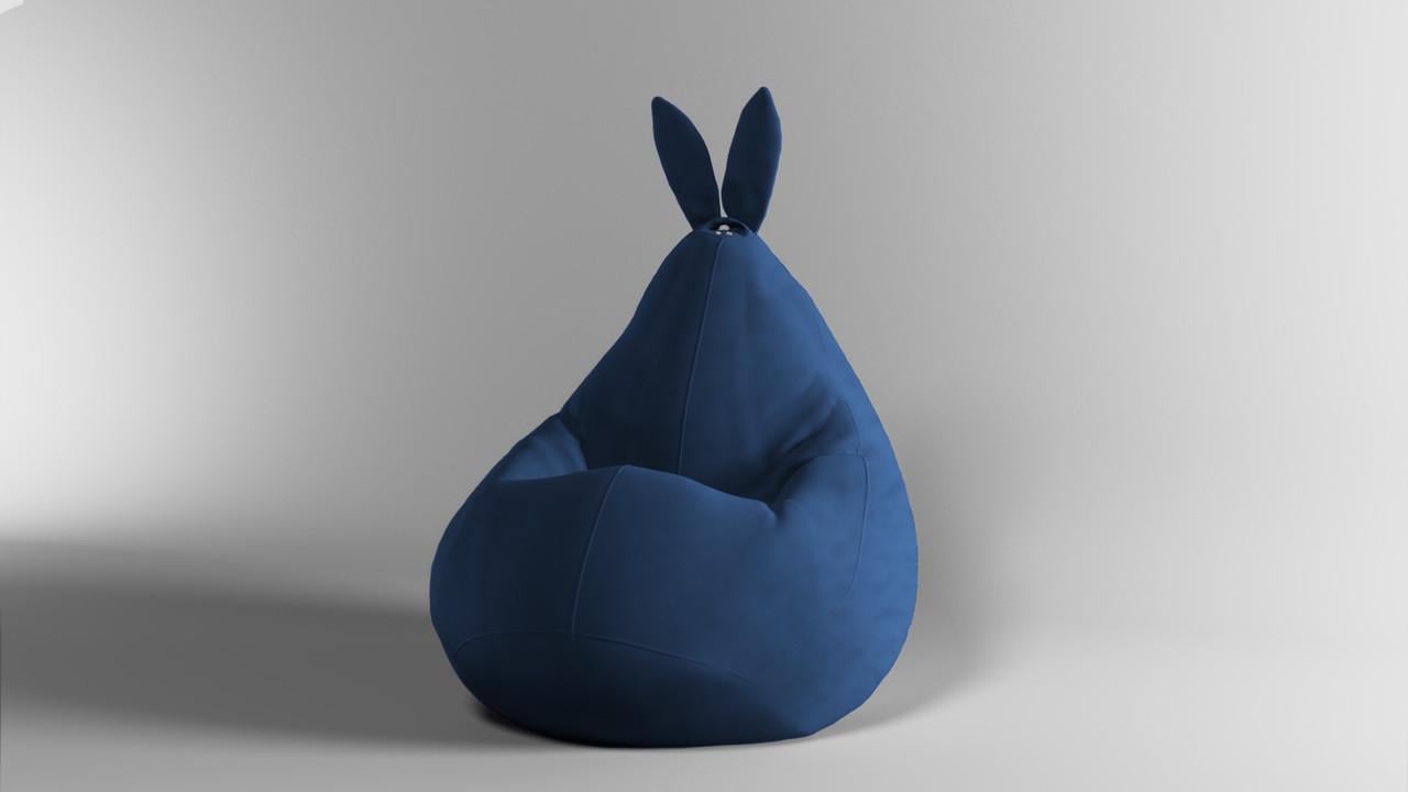 Кресло-мешок SkyPuff Груша зайчик Allure велюр M 100x75 см Denim (1001152)