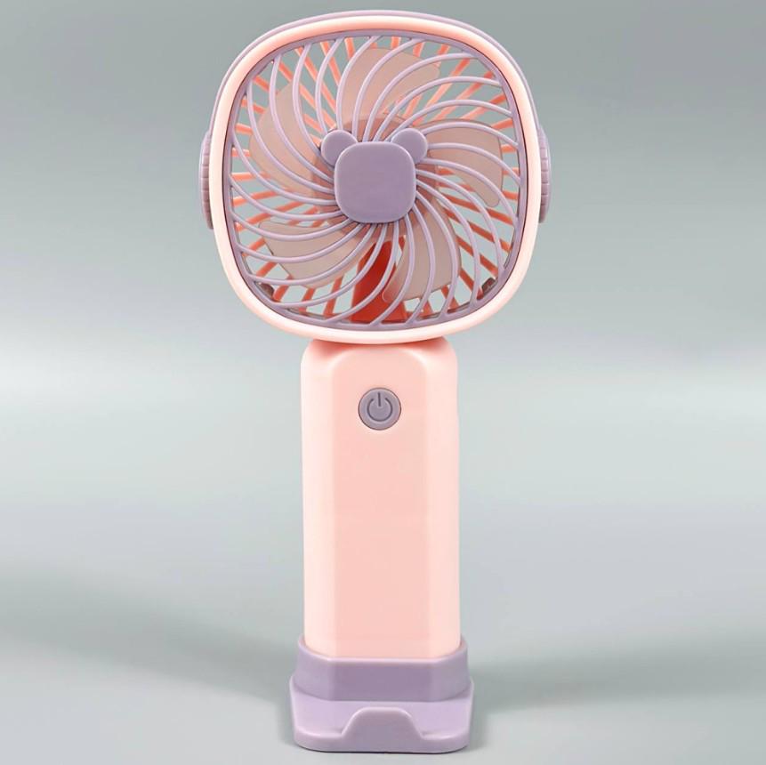 Вентилятор акумуляторний із зарядкою USB LY-88 ручний з тримачем для смартфона Рожевий - фото 2 Вентилятор акумуляторний із зарядкою USB LY-88 ручний з тримачем для смартфона Рожевий - фото 2