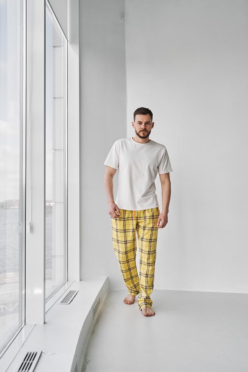 Штаны мужские в клетку для дома Comfort XXL Желтый (1945624682) - фото 4