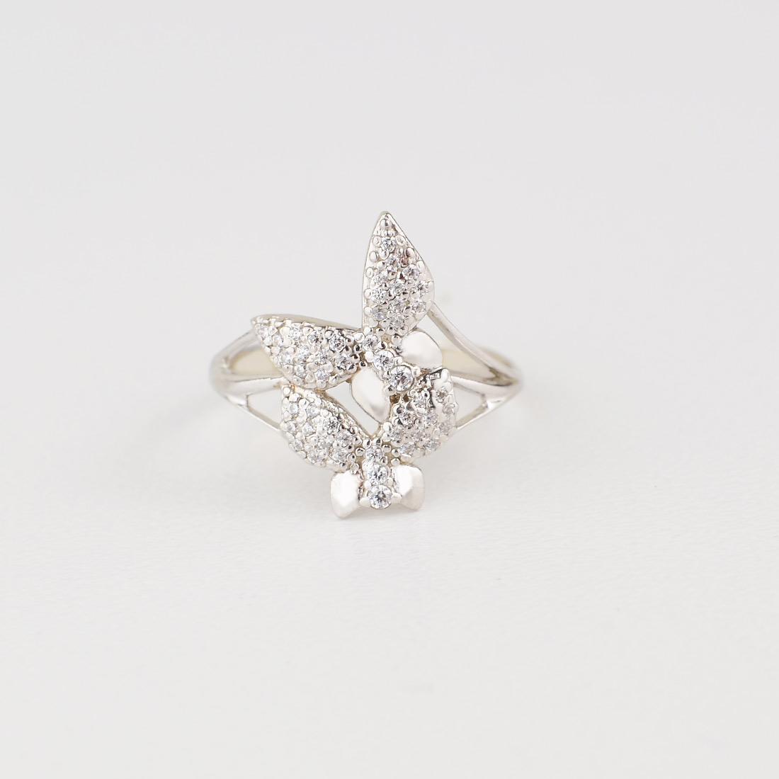 Серебряное кольцо Бабочки с камнями цирконий 67-kr 16 Серебряное кольцо Бабочки с камнями цирконий 67-kr 16