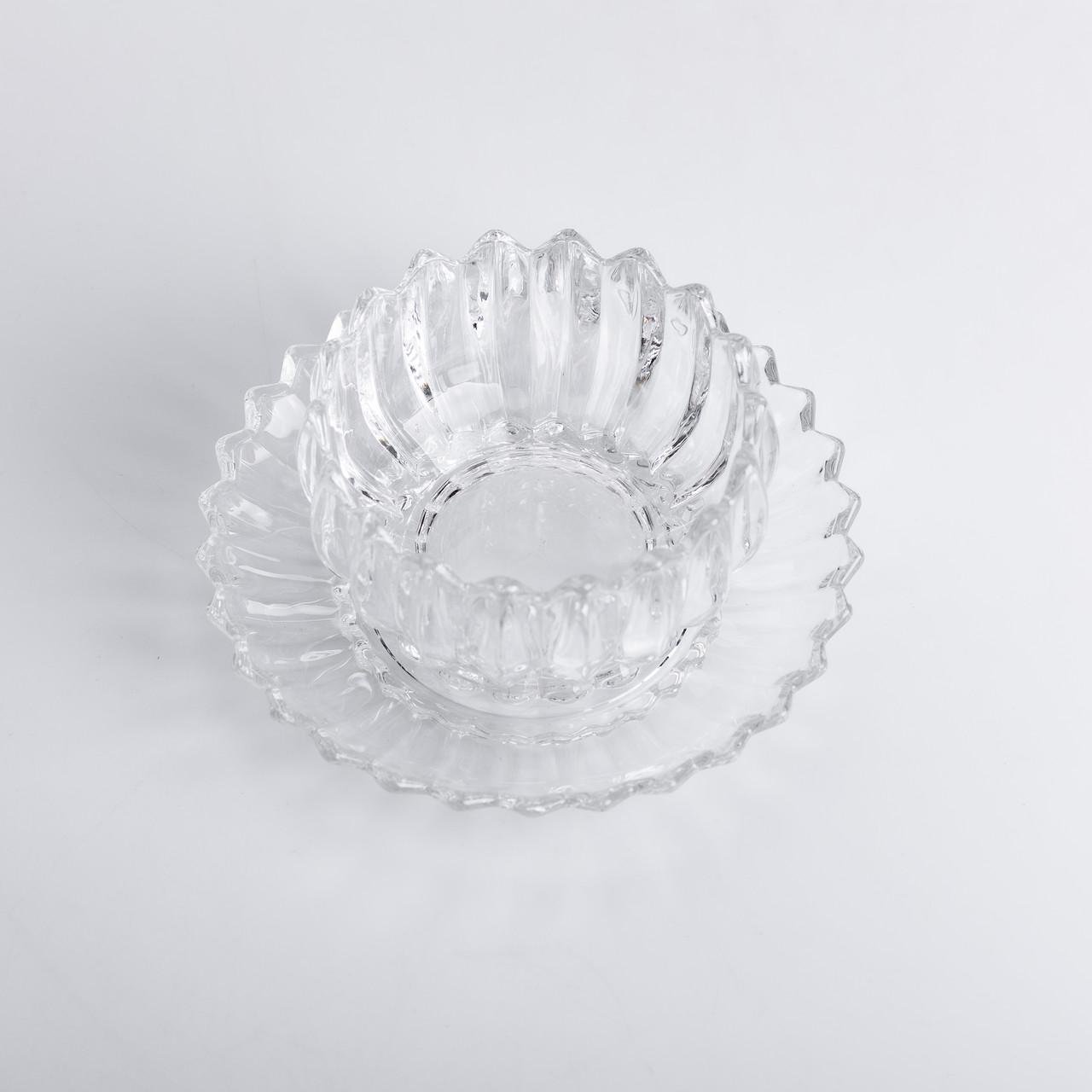 Набір піал із блюдцем 6 шт. зі скла 300 мл Прозорий - фото 4