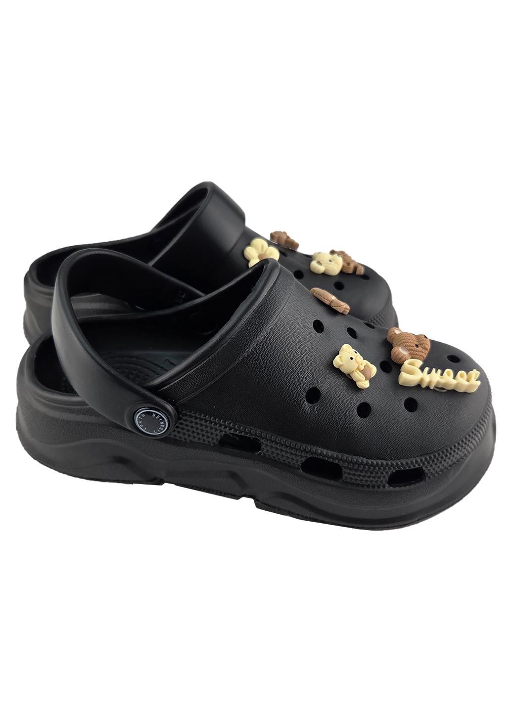 Кроксы женские с джибитсами р. 35/36 23 см Черный (622/4)