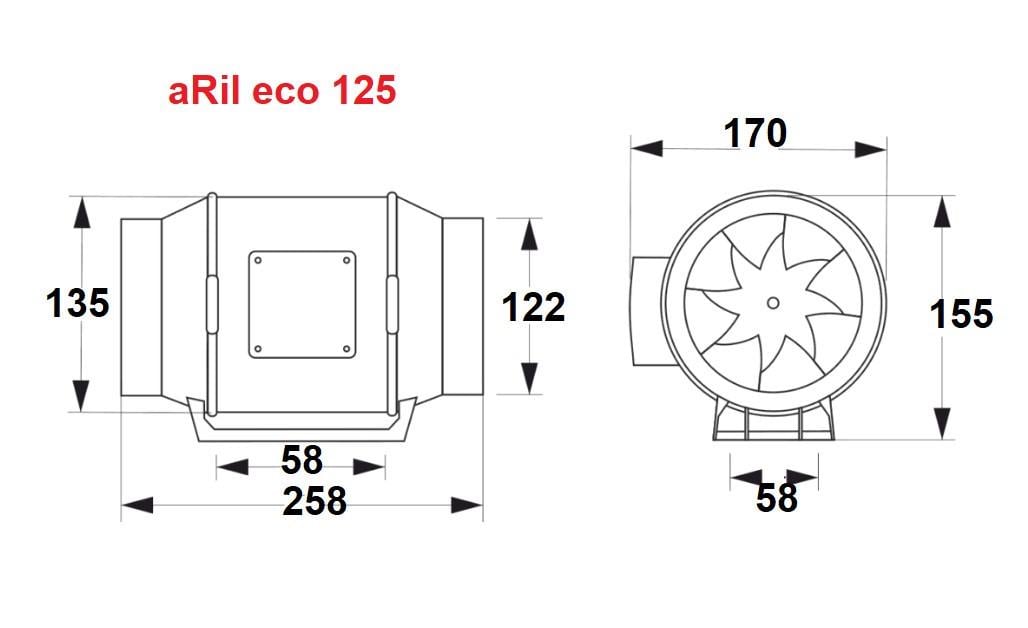 Вентилятор канальний витяжний для ванної AirRoxy aRil eco 125 (01-312) - фото 6