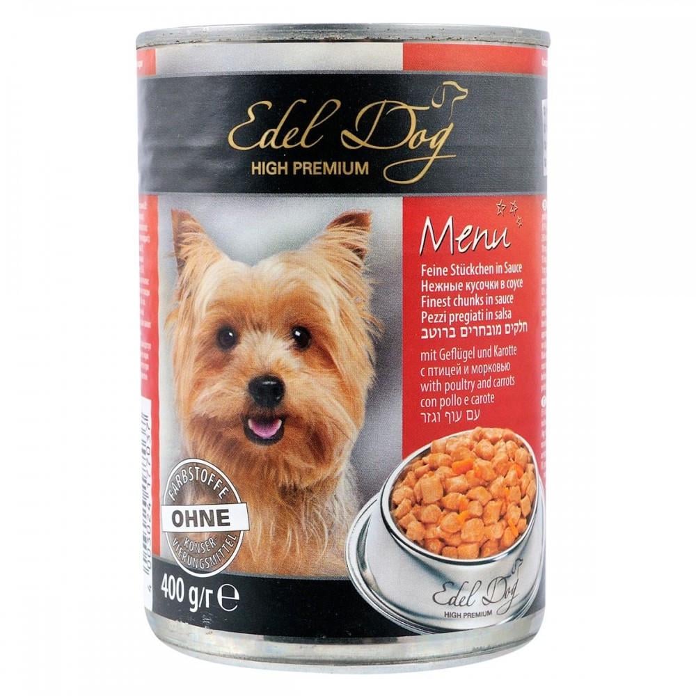 Корм для собак влажный Edel Dog с птицей и морковью 400 г (4003024177037)