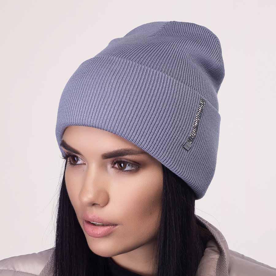 Шапка Leks Страза демісезонна з відворотом р. 53-57 Сталевий