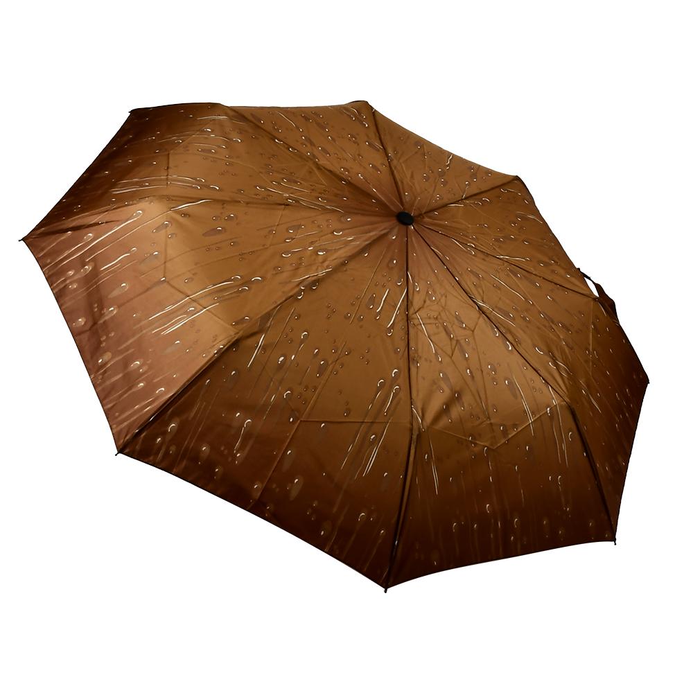 Парасолька автоматична з чохлом Stenson R33461 Краплі дощу на 8 спиць d 110 см Коричневий (27918530)