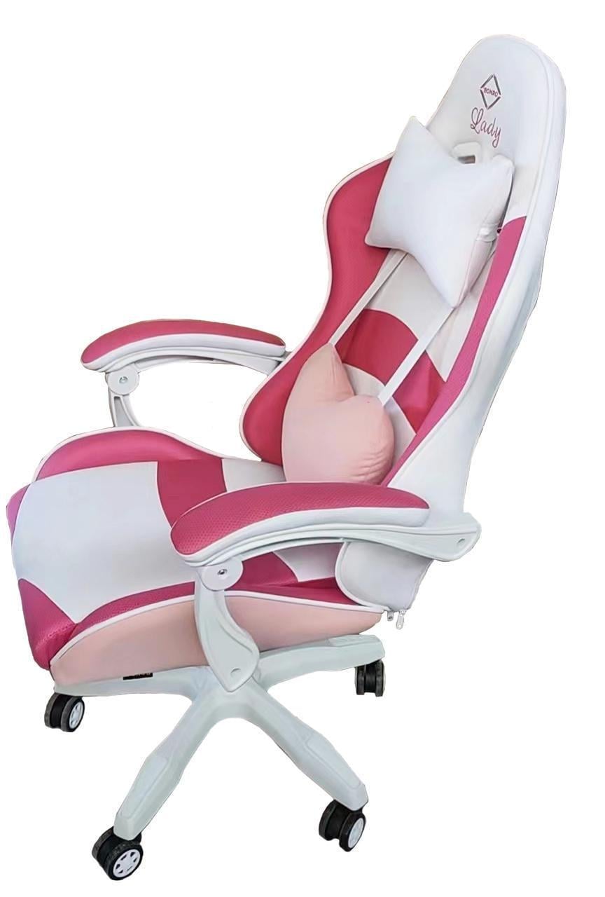Крісло офісне комп'ютерне Bonro Lady 807 Рожево-білий (21589805) - фото 5