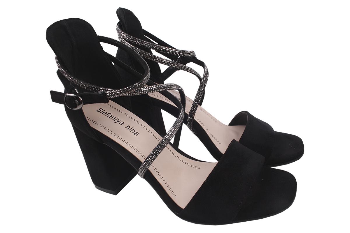 Босоножки женские Stefaniya Nina на каблуке из эко-замша р. 39 Черный (72-20/22LB)
