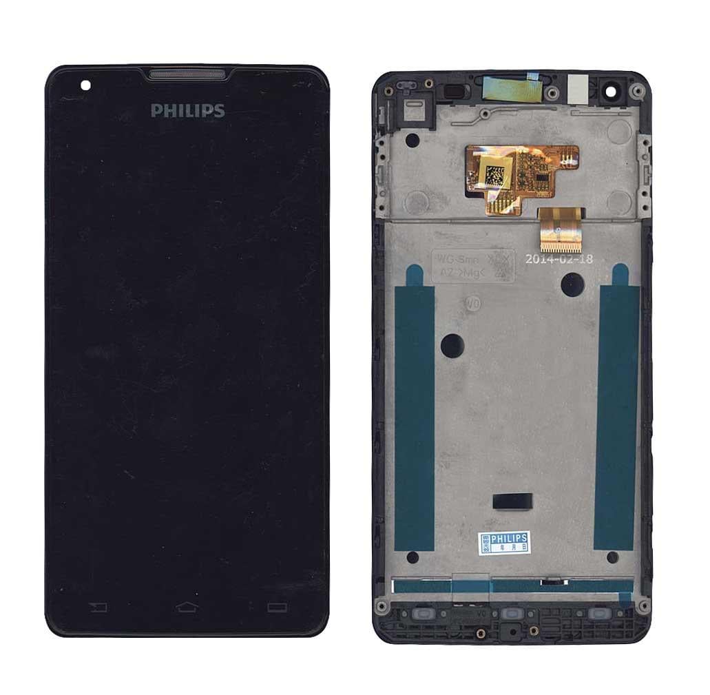 Матрица с тачскрином для телефона Philips Xenium W6610 с рамкой Черный