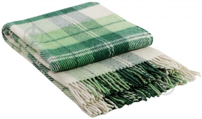 Шерстяной плед Vladi Эльф №2 Полуторный 140х200 см Зеленый с белым (1005526)