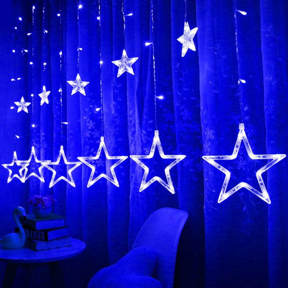 Гірлянда-штора Star Curtain 6 Зірок 4,2 м 120 LED Blue (1010229-Blue)