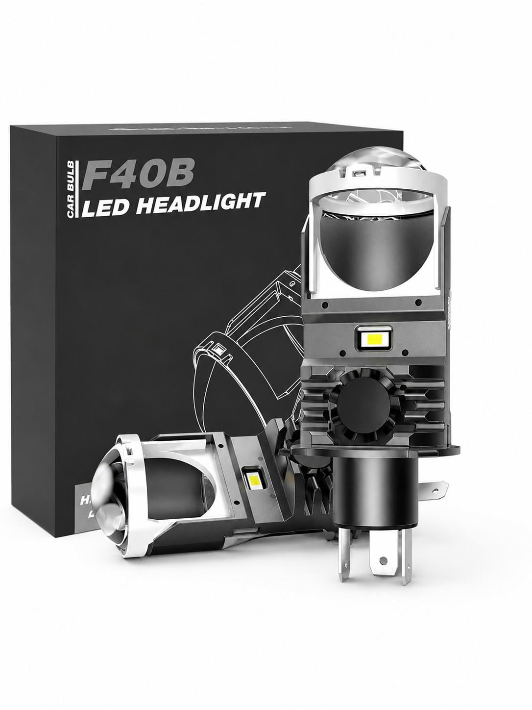 Автомобильные LED лампы F40B H4 с мини-линзой 12-24 В холодный белый свет (S59DM)