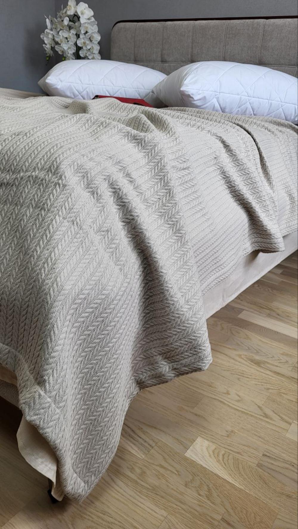 Покрывало Пике Косичка 140x220 см Сливочный бежевый (11228) - фото 5 Покрывало Пике Косичка 140x220 см Сливочный бежевый (11228) - фото 5