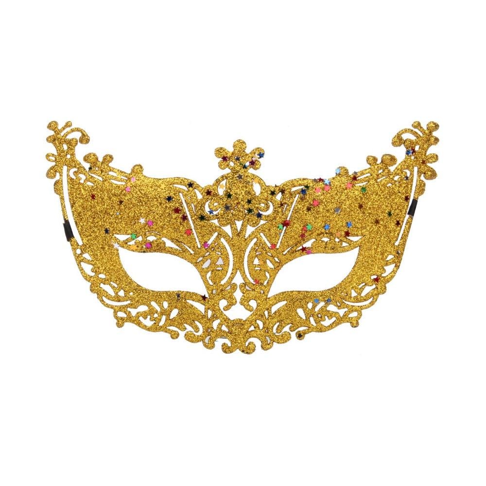 Карнавальная ажурная маска для глаз на завязках Золотистый (3000004030)