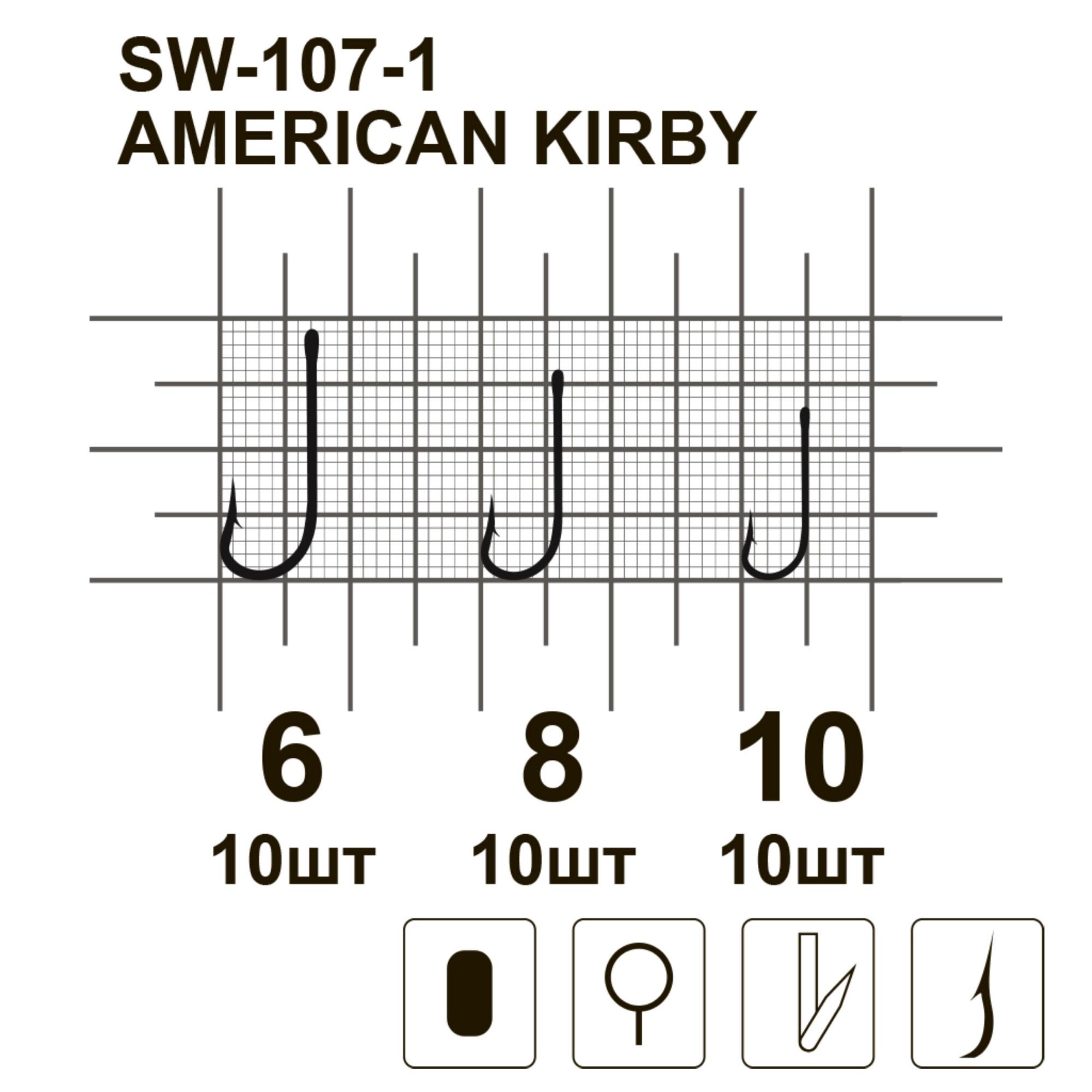 Крючки MiniMax American Kirby SW-107 №6 10 шт. - фото 3