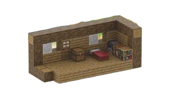 Конструктор дитячий магнітний Minecraft дерев'яний будиночок 80 будівельних блоків і 3 фігурки (2670198339)