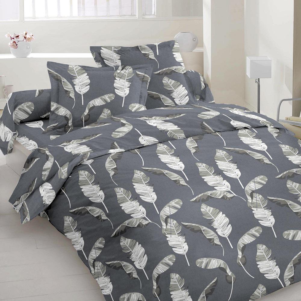 Комплект постельного белья Zastelli Перья на сером бязь двуспальный 175х210