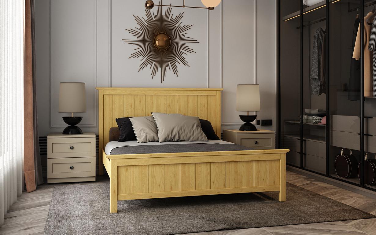 Ліжко полуторне STEMMA Тріумф натуральне дерево сосна 140x200 см Вільха (52245)