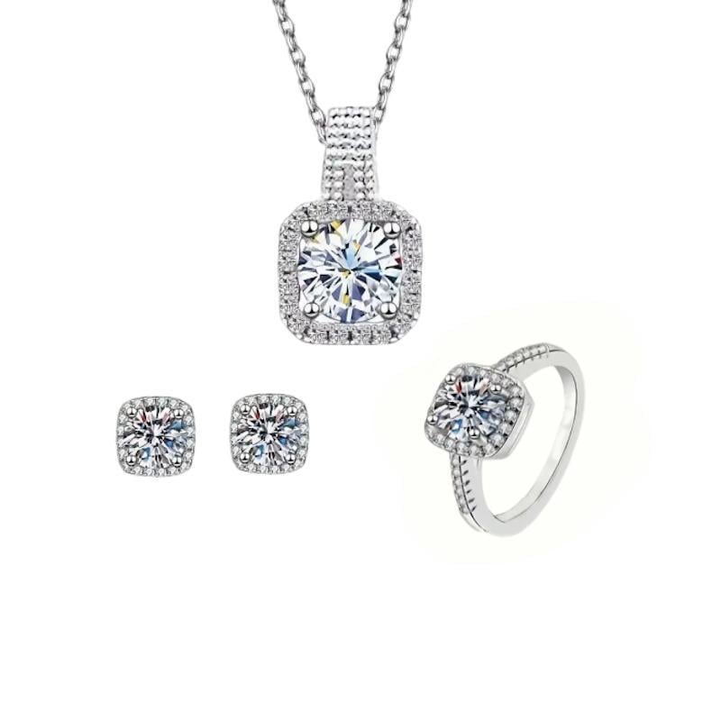 Цепочка и кулон/серьги/кольцо 4 предмета Серебристый (2743174662)