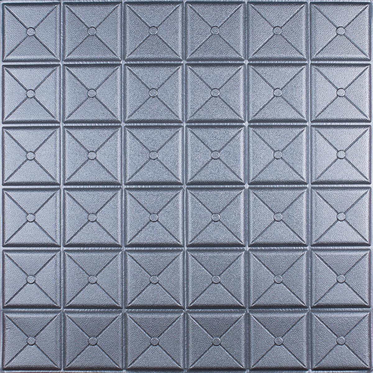 Панель 3D Loft квадрат 700x700x8 мм Серебро