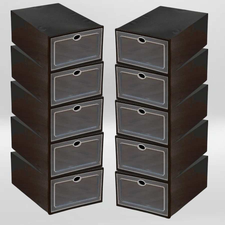 Коробки пластиковые для хранения обуви 10 шт. 31,5х21х12,5 см Черный (60103/10)