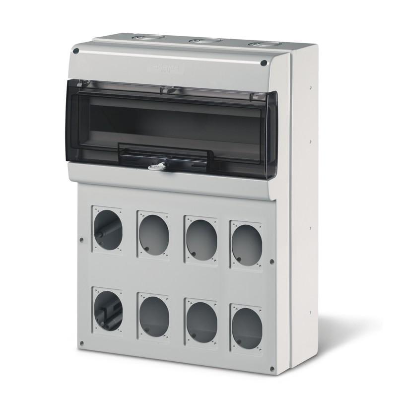 Корпус ДКС Quadro 24 модуля 8 постов основание 70х87 мм IP66 477x550x150 мм тип М550 Серый (DIS6725822)