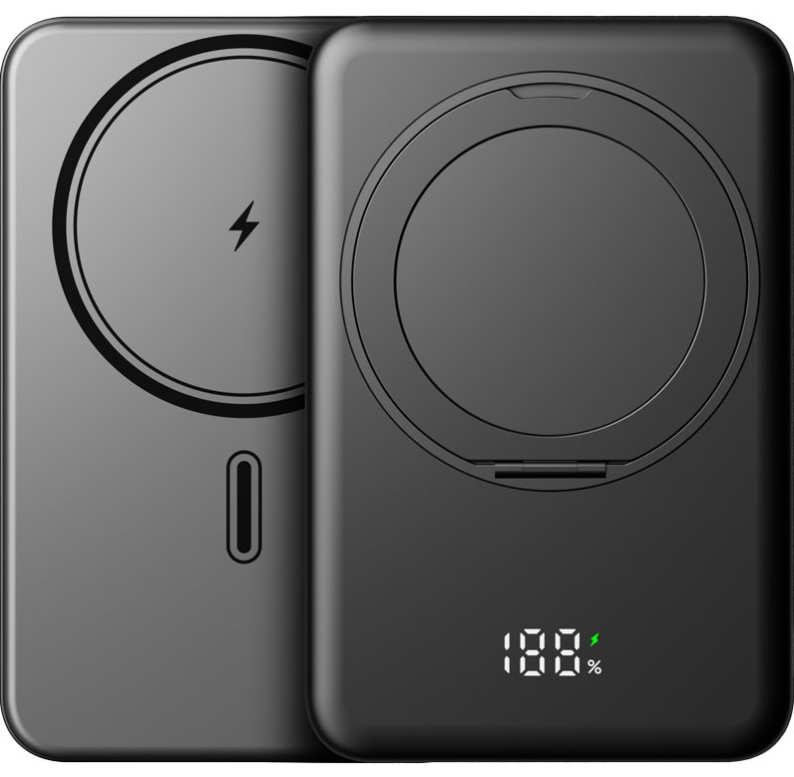 Повербанк с беспроводной зарядкой Gelius HOLDIX GP-PBW302 Magnetic Wireless Charge 15W 10000 mAh Black (2771247107) - фото 3 Повербанк с беспроводной зарядкой Gelius HOLDIX GP-PBW302 Magnetic Wireless Charge 15W 10000 mAh Black (2771247107) - фото 3