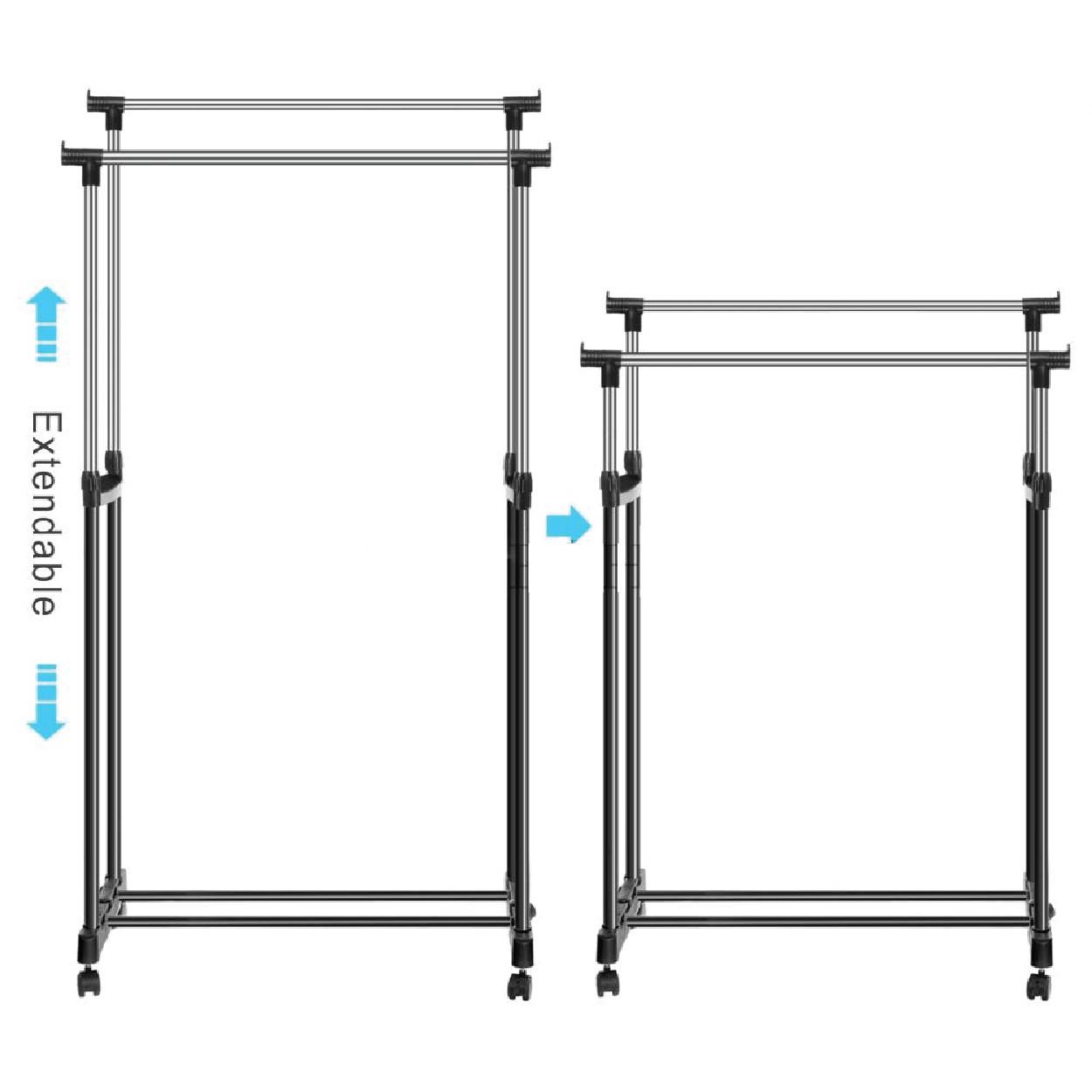 Вешалка двойная регулируемая напольная телескопическая Double-Pole B Black (11072404) - фото 5