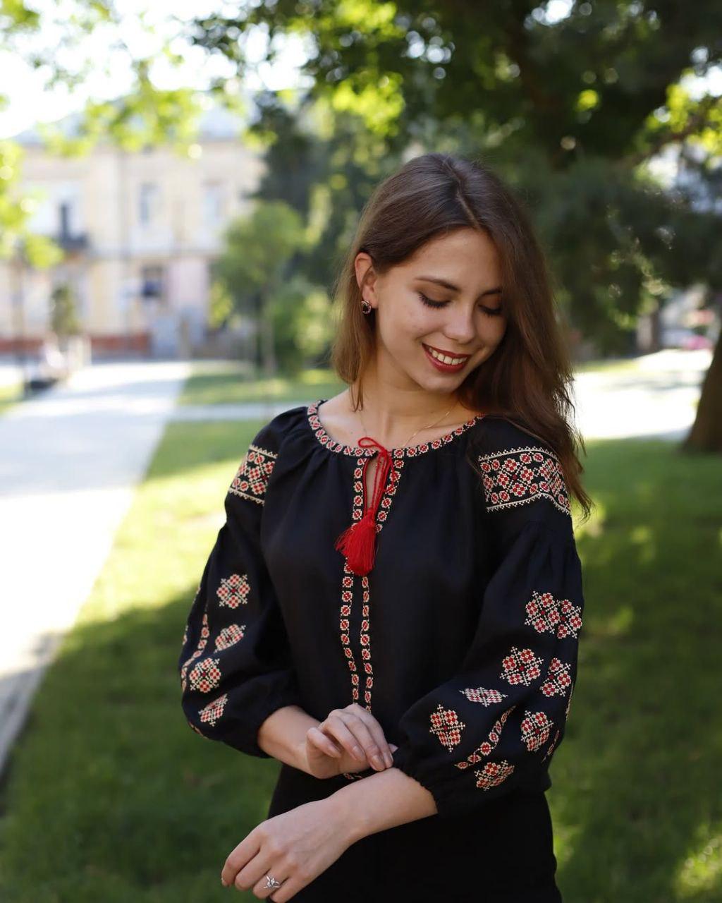 Вышиванка женская р. 44 Черный (719) - фото 6