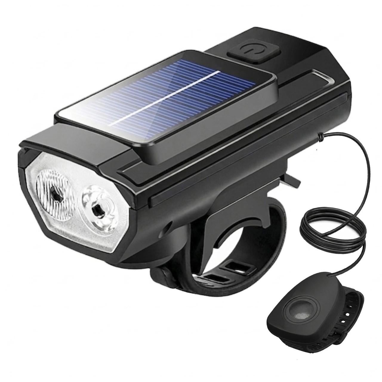 Велосипедный фонарь с солнечной панелью и электрическим сигналом QD-4601 USB Type-C