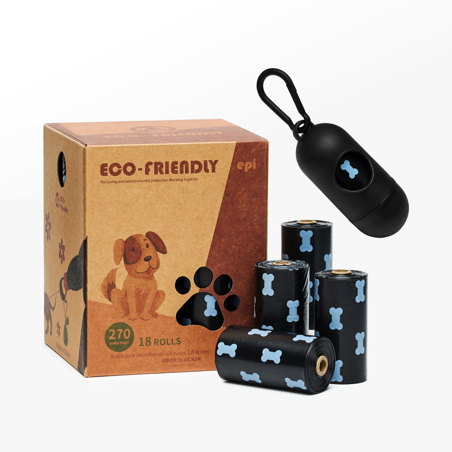 Пакеты биоразлагаемые KALYU ECO-FRIENDLY с ароматом лаванды 23х33 см 18 роллов 270 шт. (packages.18.black)