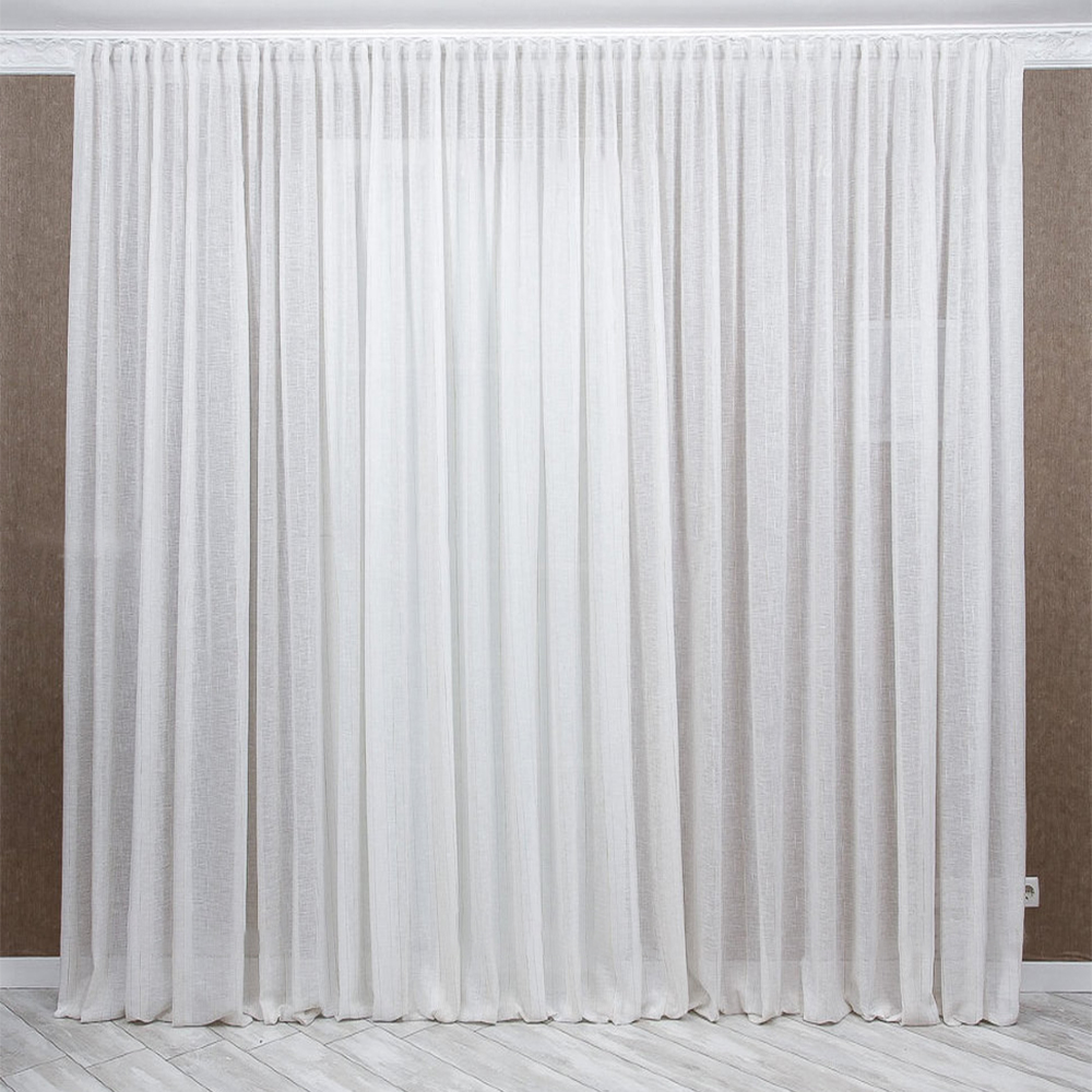Тюль Pivdenne Eco Лен 400х270 см 1шт Белая полоса (2042-400)