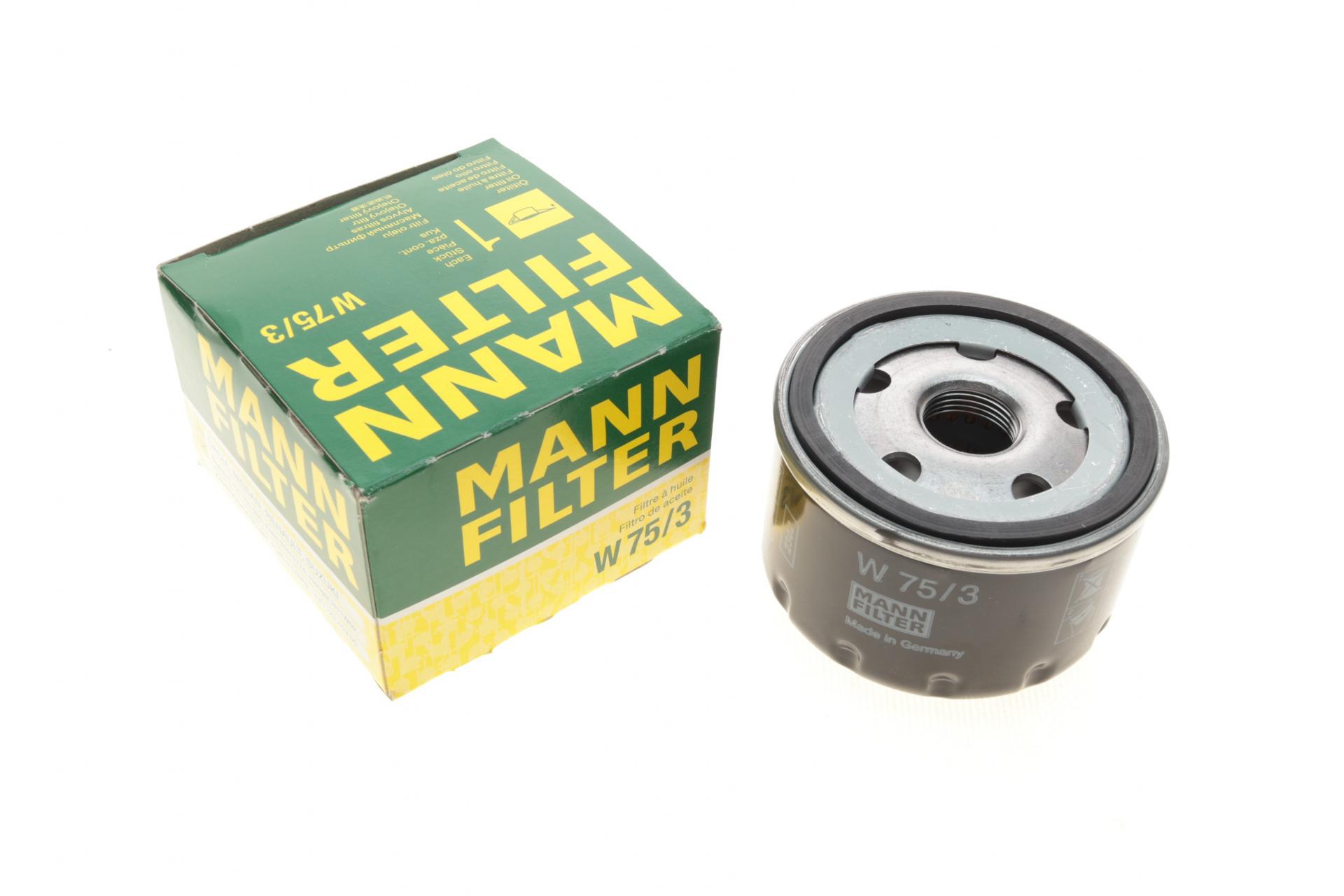 Фильтр масляный Mann-Filter для Renault Trafic 1,9DCI/Kangoo 1,5dCi/1,9D h 50 мм низький (W 75/3) Фильтр масляный Mann-Filter для Renault Trafic 1,9DCI/Kangoo 1,5dCi/1,9D h 50 мм низький (W 75/3)
