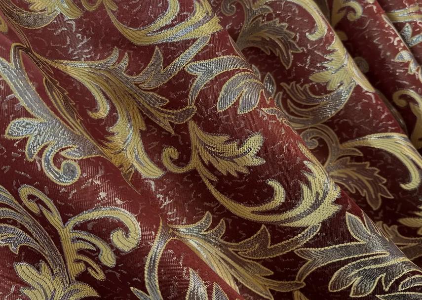Тканина для штор жакард Завиток 1,45 м Бордовий/Золотистий (1650ш) - фото 1