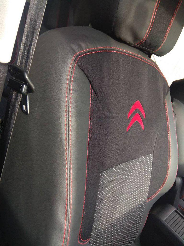 Авточехлы Полный салон EMC для Citroen Berlingo 2008-2018 гг. экокожа и ткань Черный