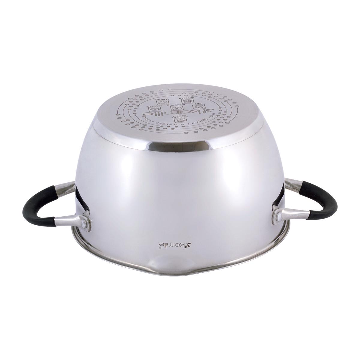 Кастрюля Kamille Vizo из нержавеющей стали с крышкой для слива воды 6 л - фото 6 Кастрюля Kamille Vizo из нержавеющей стали с крышкой для слива воды 6 л - фото 6