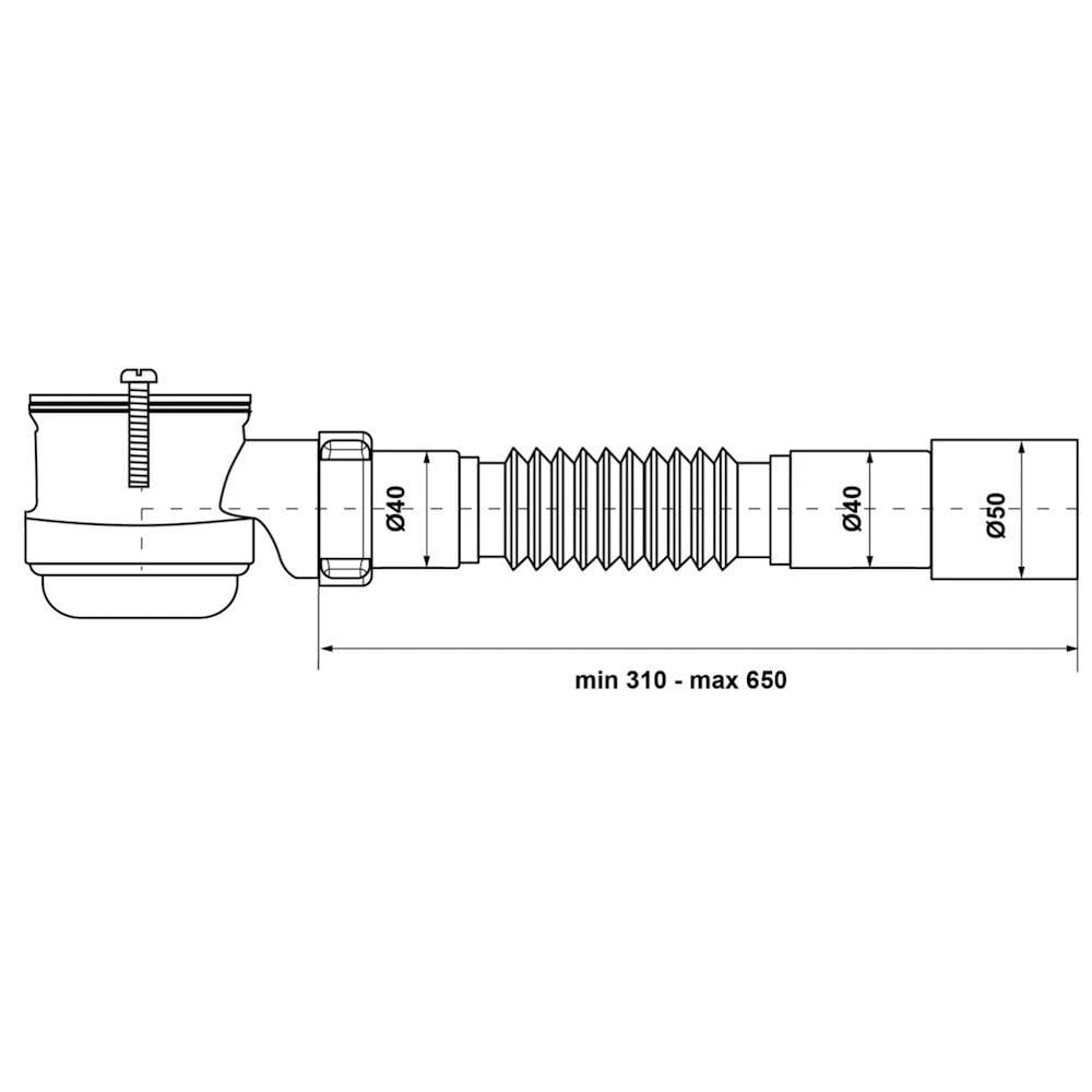 Сифон для душових піддонів Kronoplast П1000 1 1/2" із гнучкою трубою 40x40/50 мм (SG09000033) - фото 2