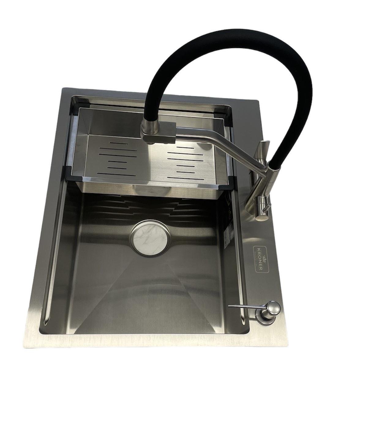 Мойка кухонная Kroner KRP Geburstet-6350HM 30/10 мм (6350-03817BLK)