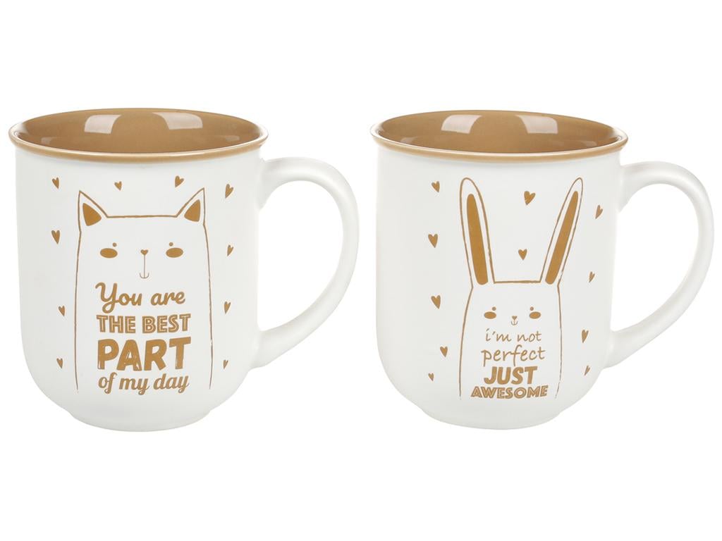 Чашка Perfect Day 350 мл 2 дизайна набор 2 шт. Белый с бежевым (BDI-920-109)
