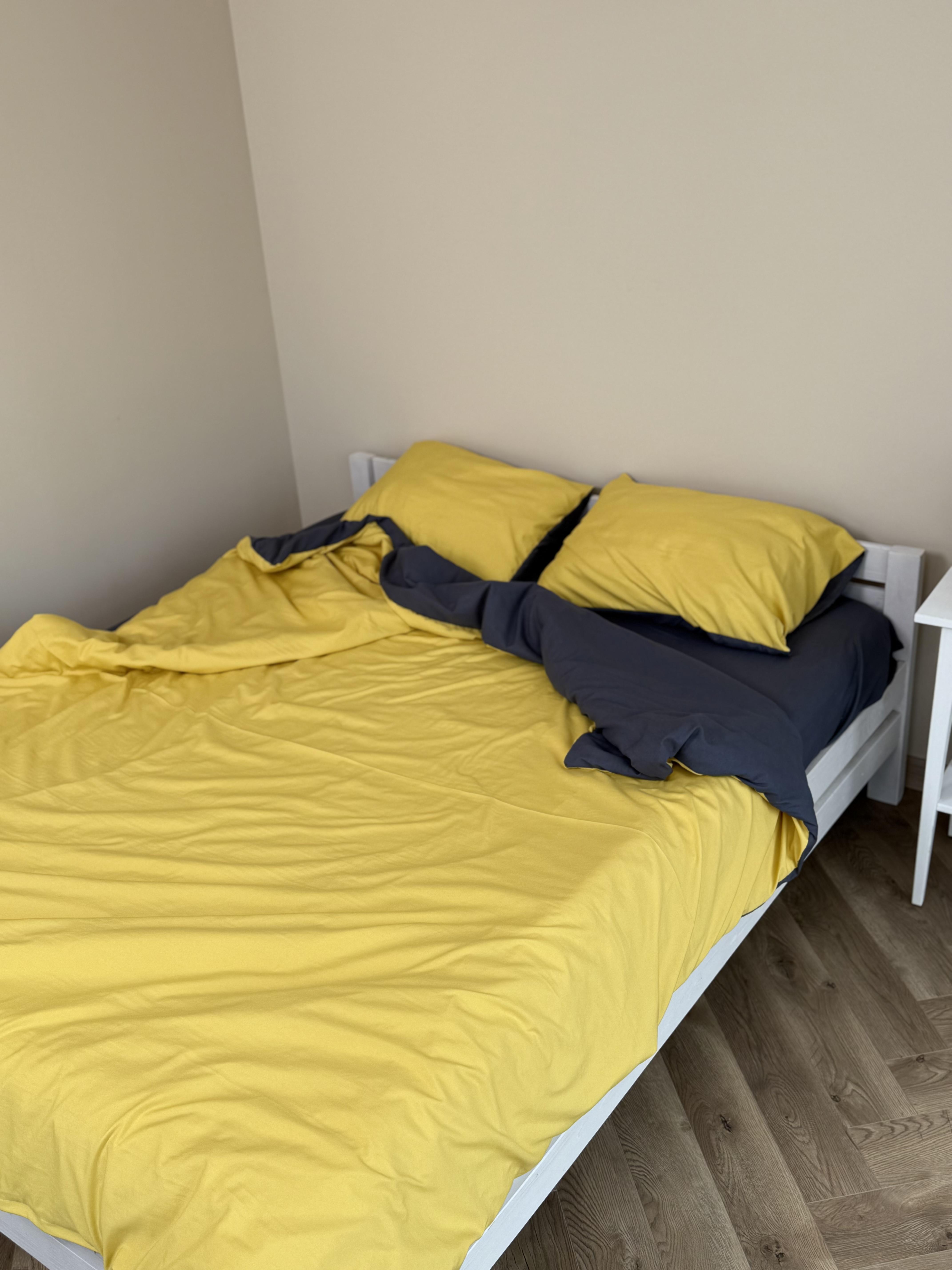 Комплект постельного белья Тень сатин полуторный/наволочки 50х70/70х70 см Желтый/Графитный (6824) - фото 5