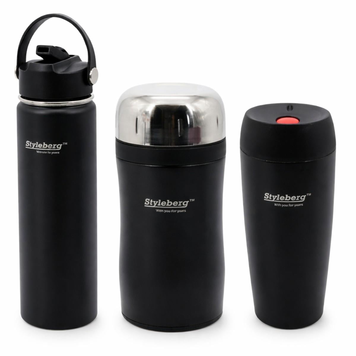 Набор походный Styleberg термос 0,65 л и термос пищевой 0,5 л и термокружка 0,42 л Black