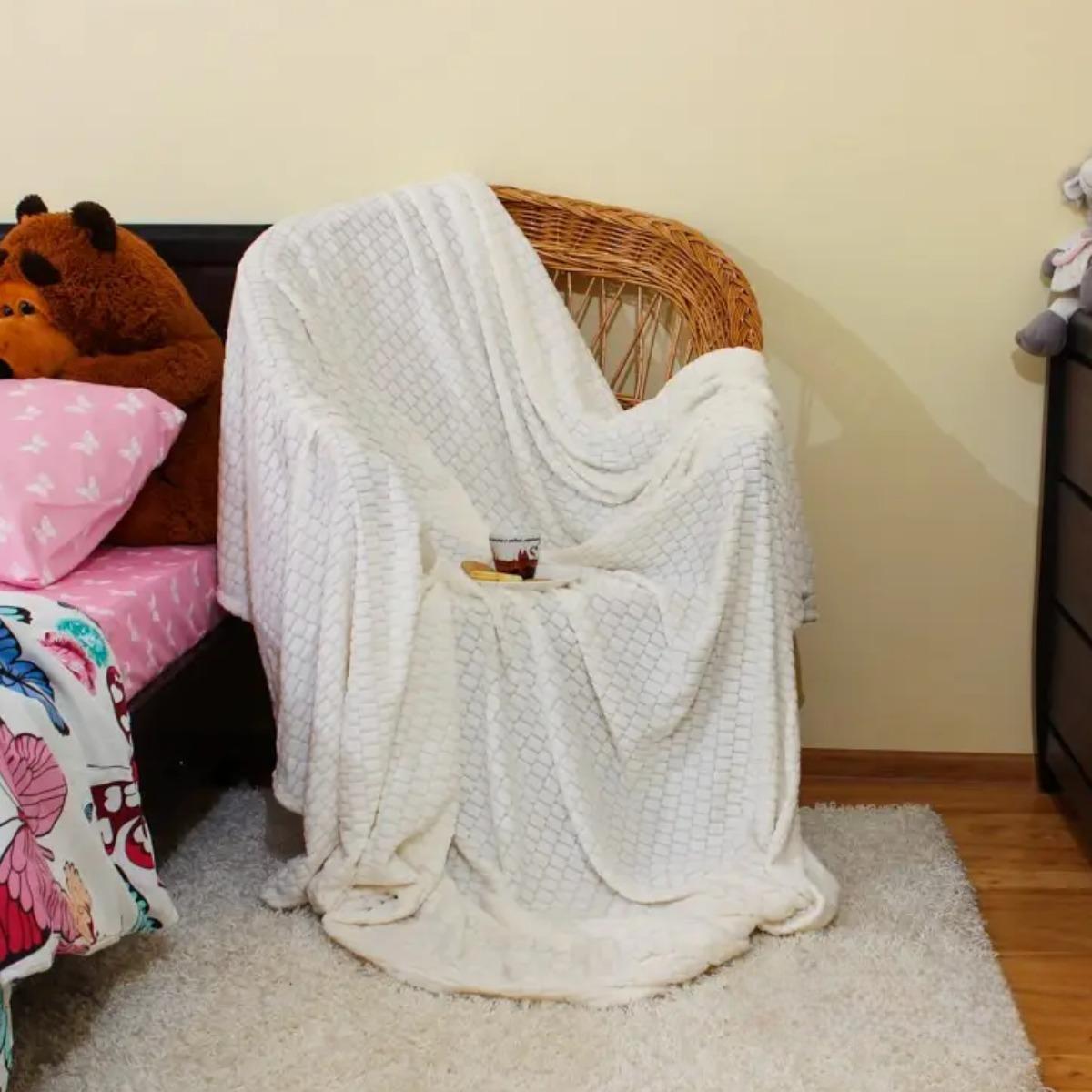 Плед Koloco микрофибра полуторный 150х200 см Айвори (37160) - фото 3