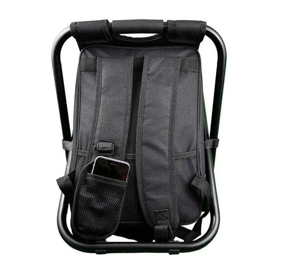 Туристичний табурет-рюкзак складаний 3в1 з термосумкою водовідштовхуючий 50х36х30 см Чорний (173-2) - фото 4 Туристичний табурет-рюкзак складаний 3в1 з термосумкою водовідштовхуючий 50х36х30 см Чорний (173-2) - фото 4