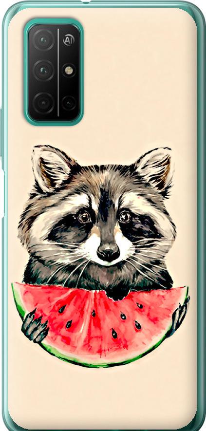 Чехол на Huawei Honor 30S Енотик с арбузом (4605u-1897-42517)