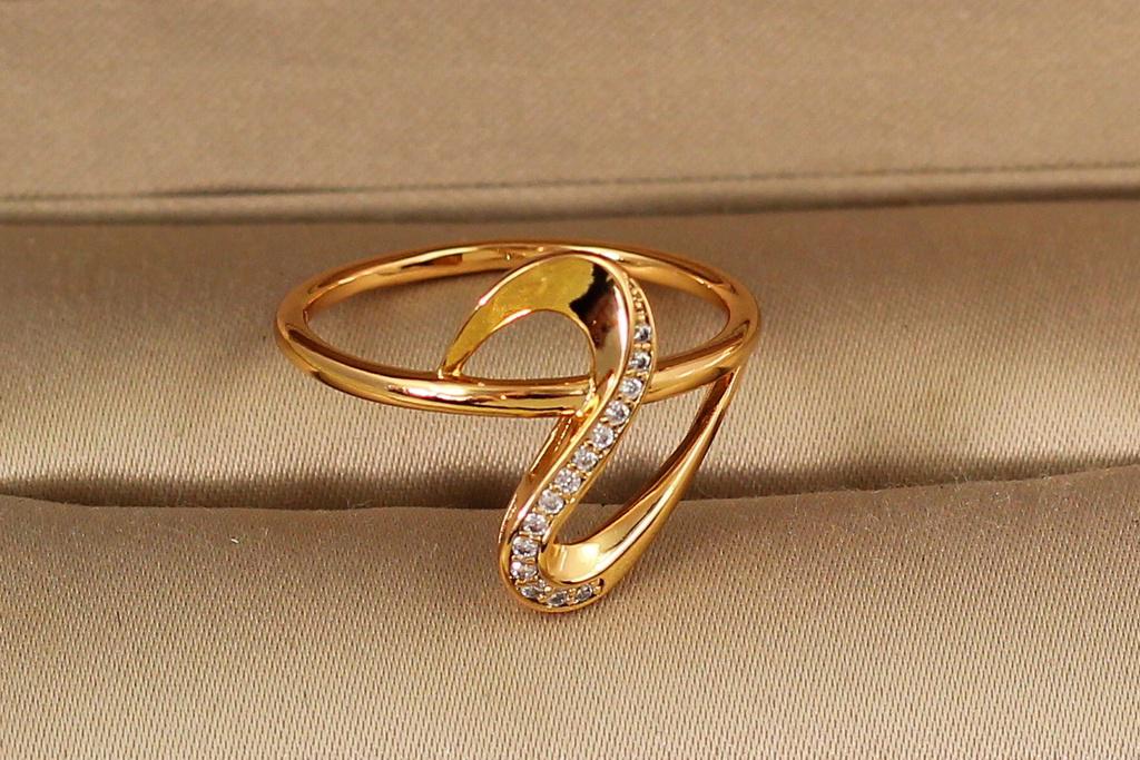 Кольцо Xuping Jewelry тонкое с камнями двоечка р. 17 Золотистый (1503283724)